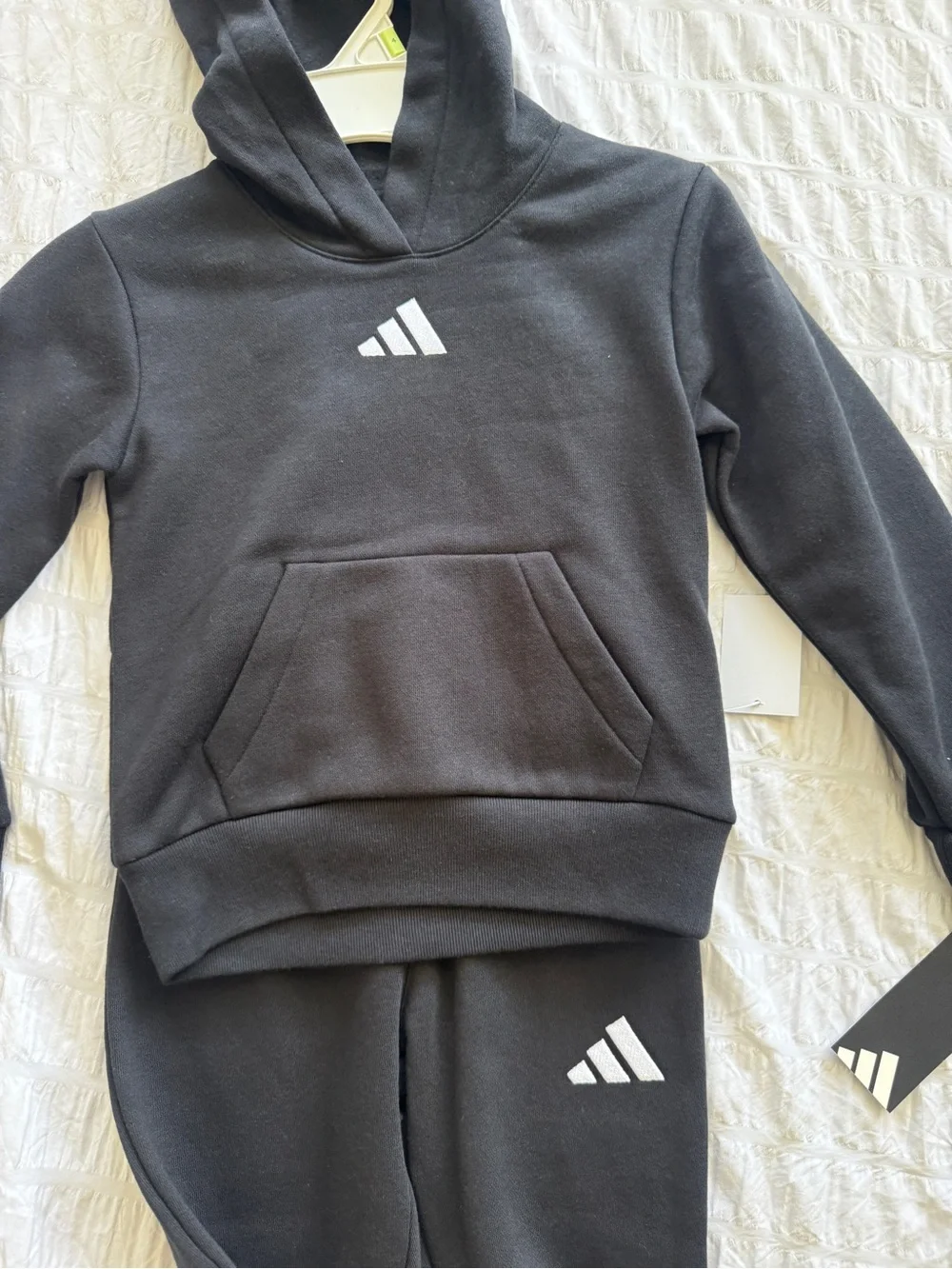adidas Kids Black Hoodie & Joggers Set with White Logos